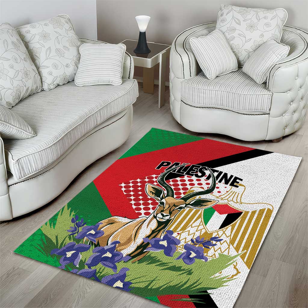 Palestine Area Rug Mountain Gazelle With Faqqua Iris - Wonder Print Shop