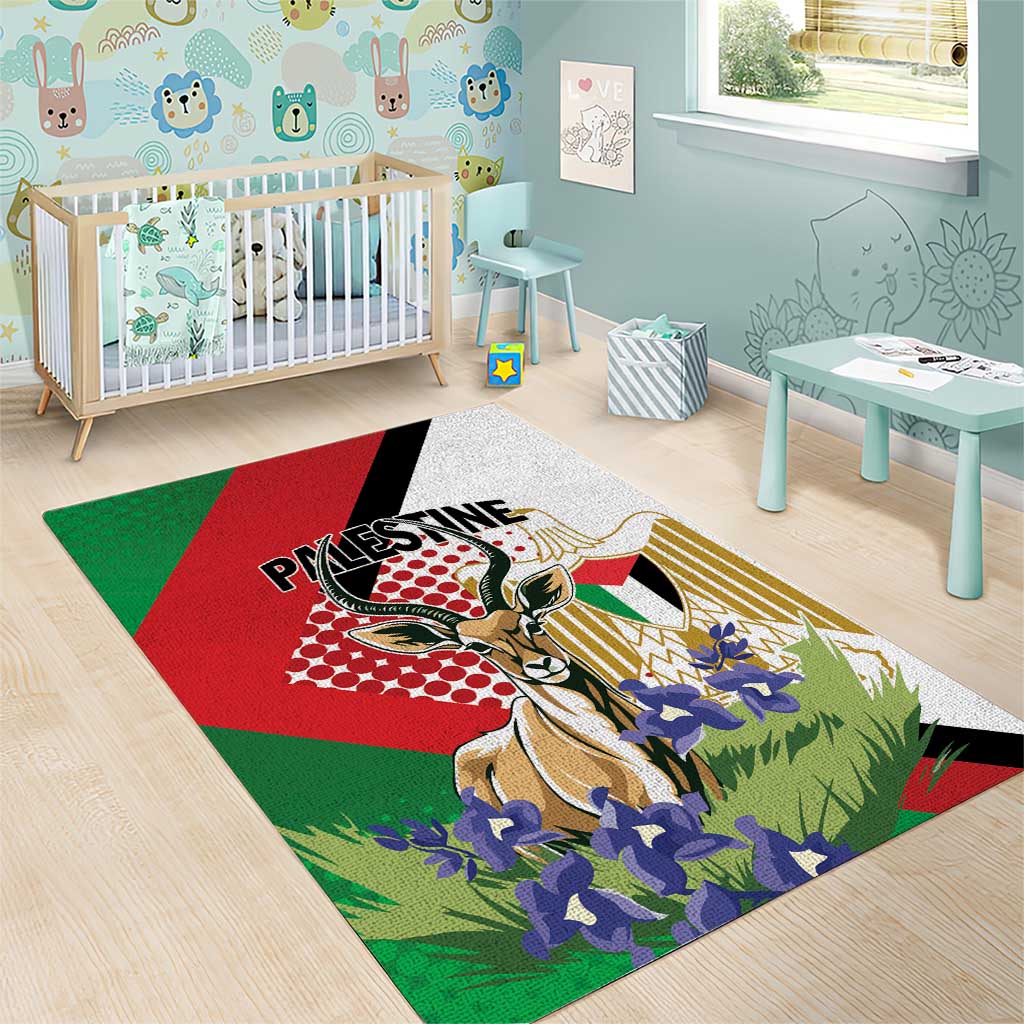 Palestine Area Rug Mountain Gazelle With Faqqua Iris - Wonder Print Shop