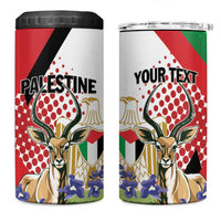 Personalized Palestine 4 in 1 Can Cooler Tumbler Mountain Gazelle With Faqqua Iris - Wonder Print Shop