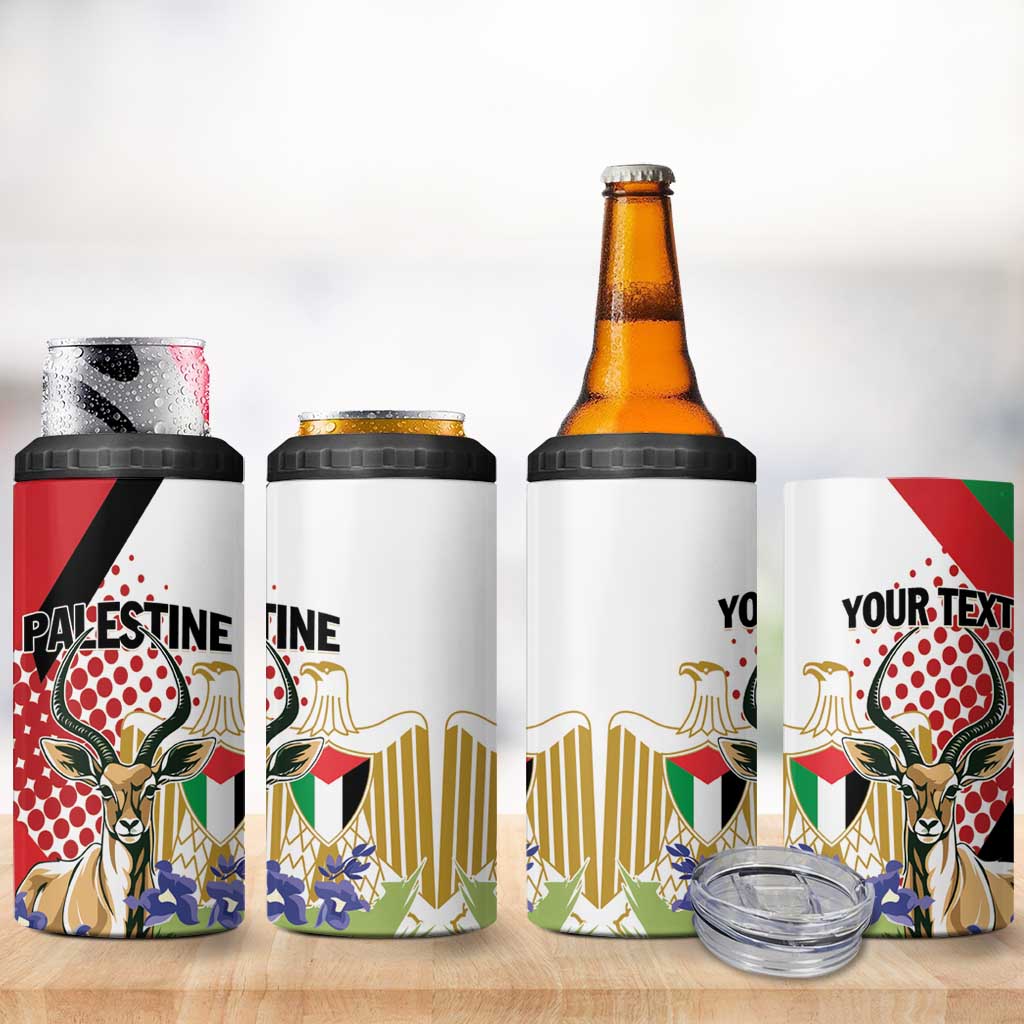 Personalized Palestine 4 in 1 Can Cooler Tumbler Mountain Gazelle With Faqqua Iris - Wonder Print Shop