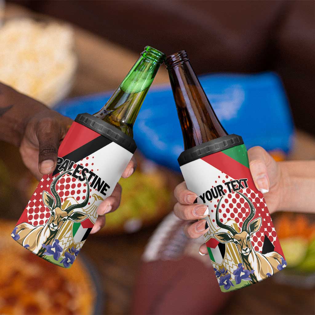 Personalized Palestine 4 in 1 Can Cooler Tumbler Mountain Gazelle With Faqqua Iris - Wonder Print Shop