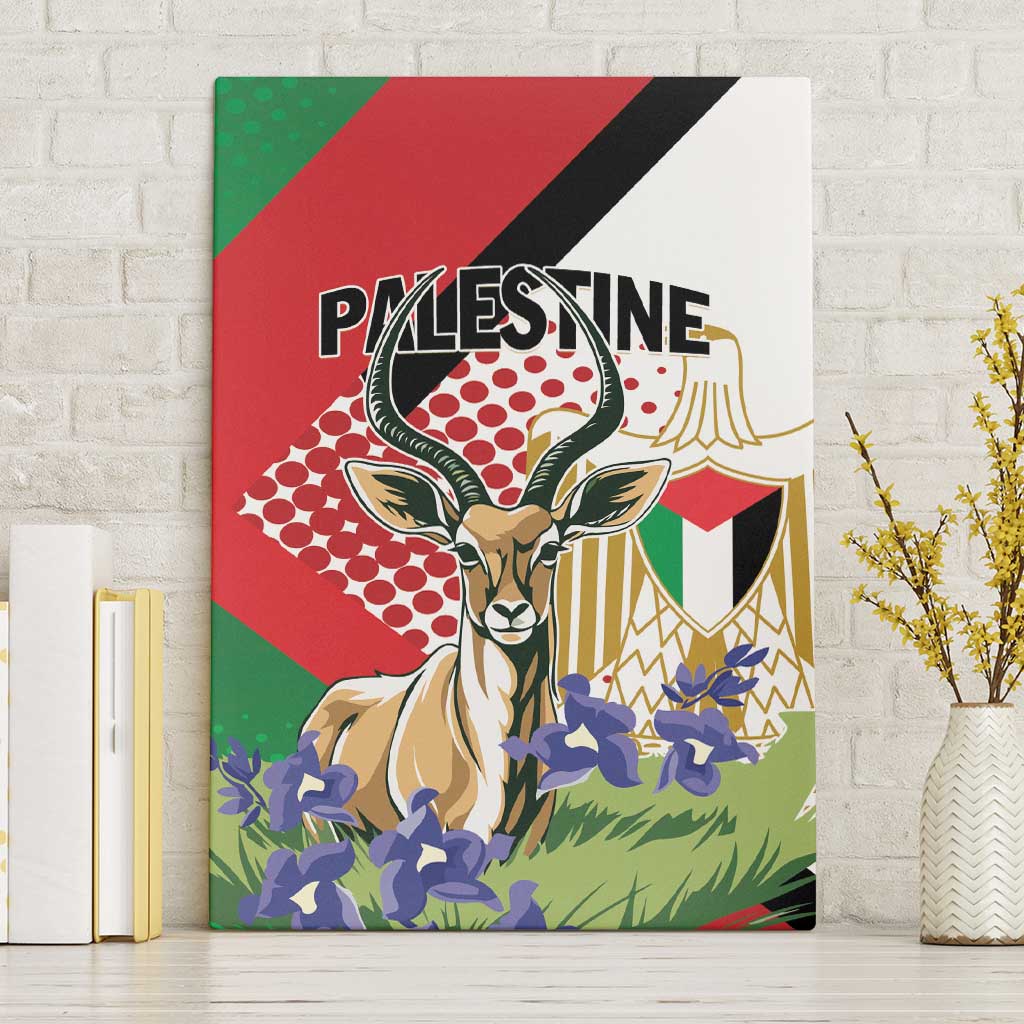 Palestine Canvas Wall Art Mountain Gazelle With Faqqua Iris - Wonder Print Shop