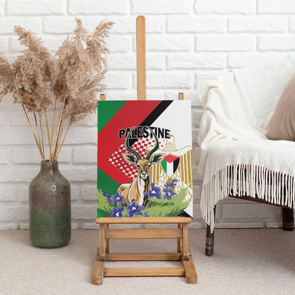 Palestine Canvas Wall Art Mountain Gazelle With Faqqua Iris - Wonder Print Shop