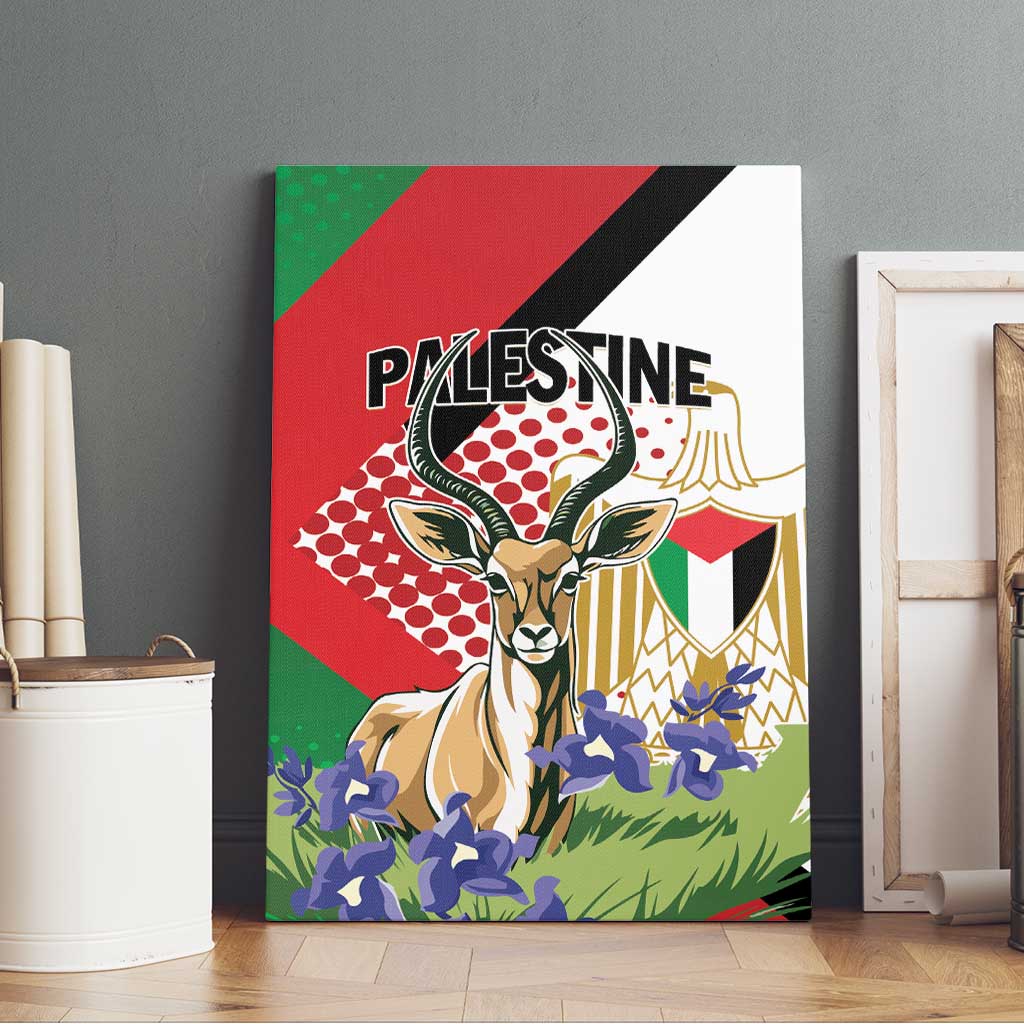 Palestine Canvas Wall Art Mountain Gazelle With Faqqua Iris - Wonder Print Shop