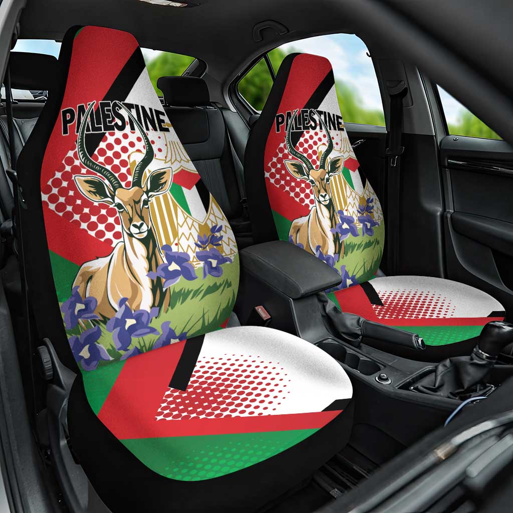 Palestine Car Seat Cover Mountain Gazelle With Faqqua Iris - Wonder Print Shop