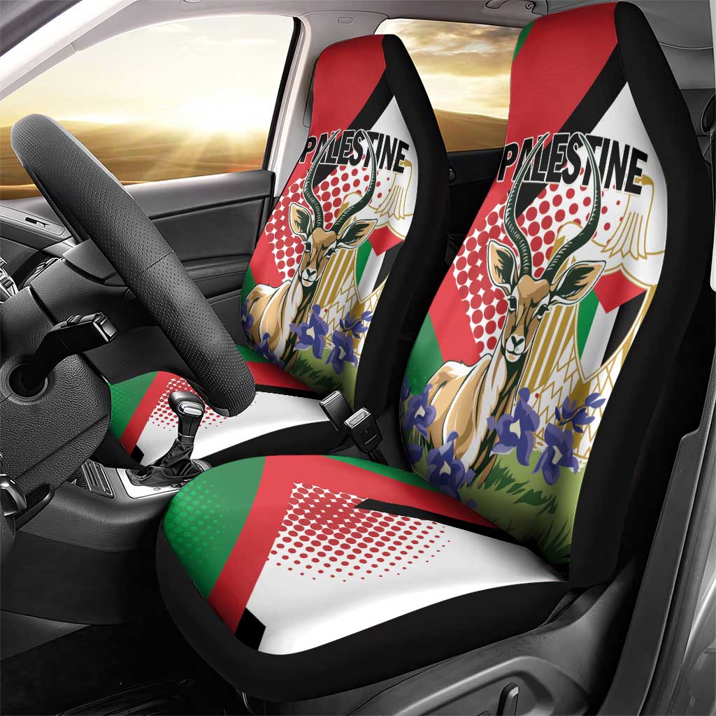 Palestine Car Seat Cover Mountain Gazelle With Faqqua Iris - Wonder Print Shop