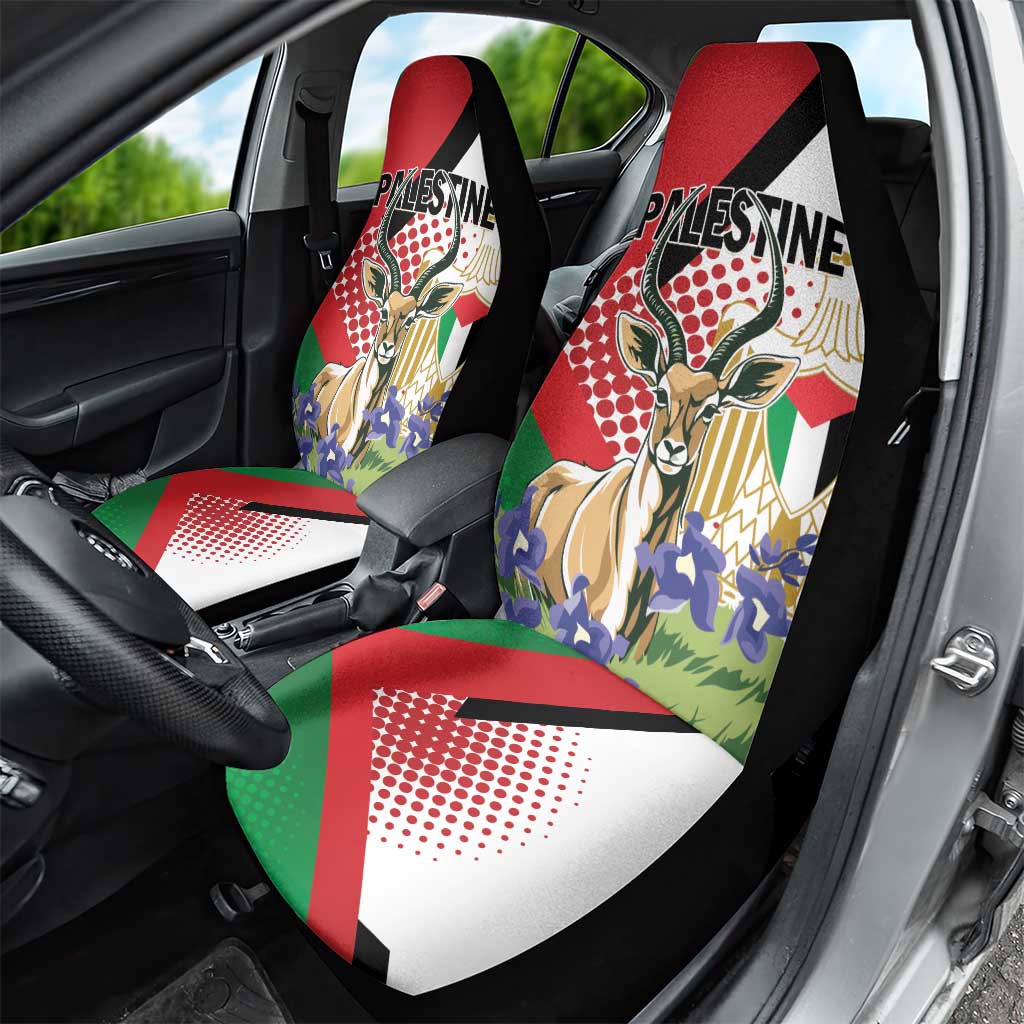 Palestine Car Seat Cover Mountain Gazelle With Faqqua Iris - Wonder Print Shop