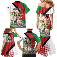 Personalized Palestine Family Matching Mermaid Dress and Hawaiian Shirt Mountain Gazelle With Faqqua Iris - Wonder Print Shop
