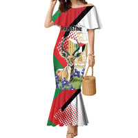 Personalized Palestine Family Matching Mermaid Dress and Hawaiian Shirt Mountain Gazelle With Faqqua Iris - Wonder Print Shop