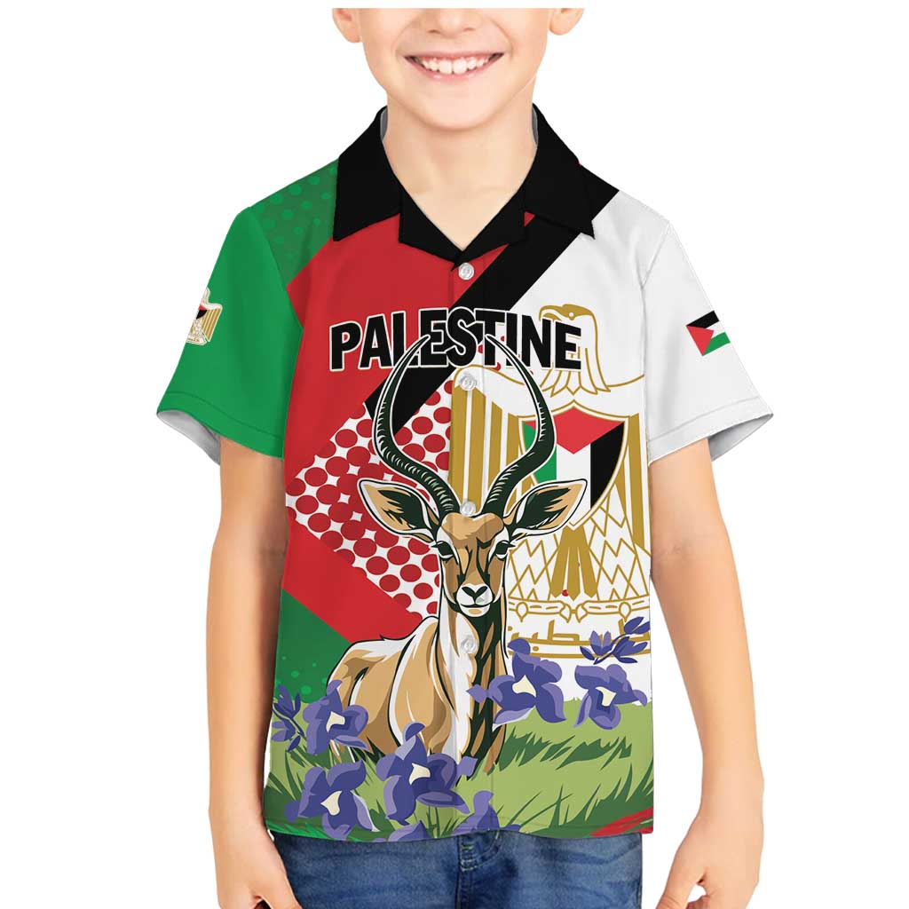 Personalized Palestine Family Matching Mermaid Dress and Hawaiian Shirt Mountain Gazelle With Faqqua Iris - Wonder Print Shop
