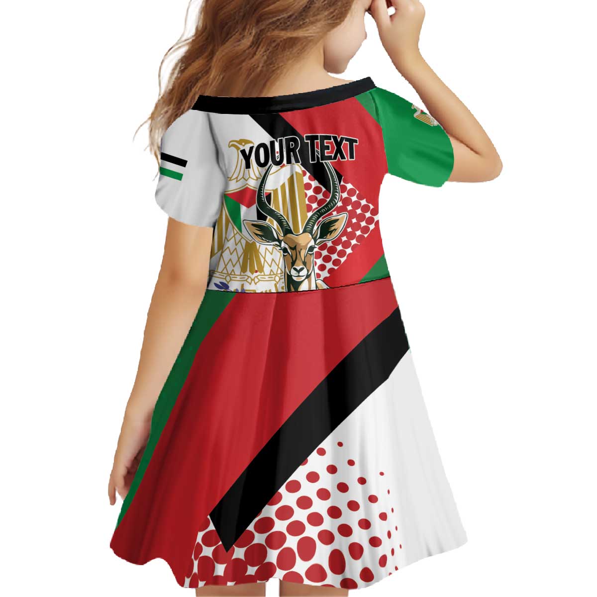 Personalized Palestine Family Matching Off The Shoulder Long Sleeve Dress and Hawaiian Shirt Mountain Gazelle With Faqqua Iris - Wonder Print Shop