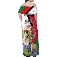 Personalized Palestine Family Matching Off Shoulder Maxi Dress and Hawaiian Shirt Mountain Gazelle With Faqqua Iris - Wonder Print Shop