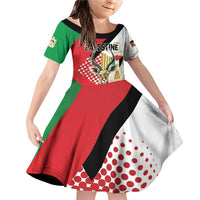 Personalized Palestine Family Matching Off Shoulder Short Dress and Hawaiian Shirt Mountain Gazelle With Faqqua Iris - Wonder Print Shop