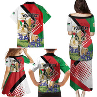 Personalized Palestine Family Matching Puletasi and Hawaiian Shirt Mountain Gazelle With Faqqua Iris - Wonder Print Shop