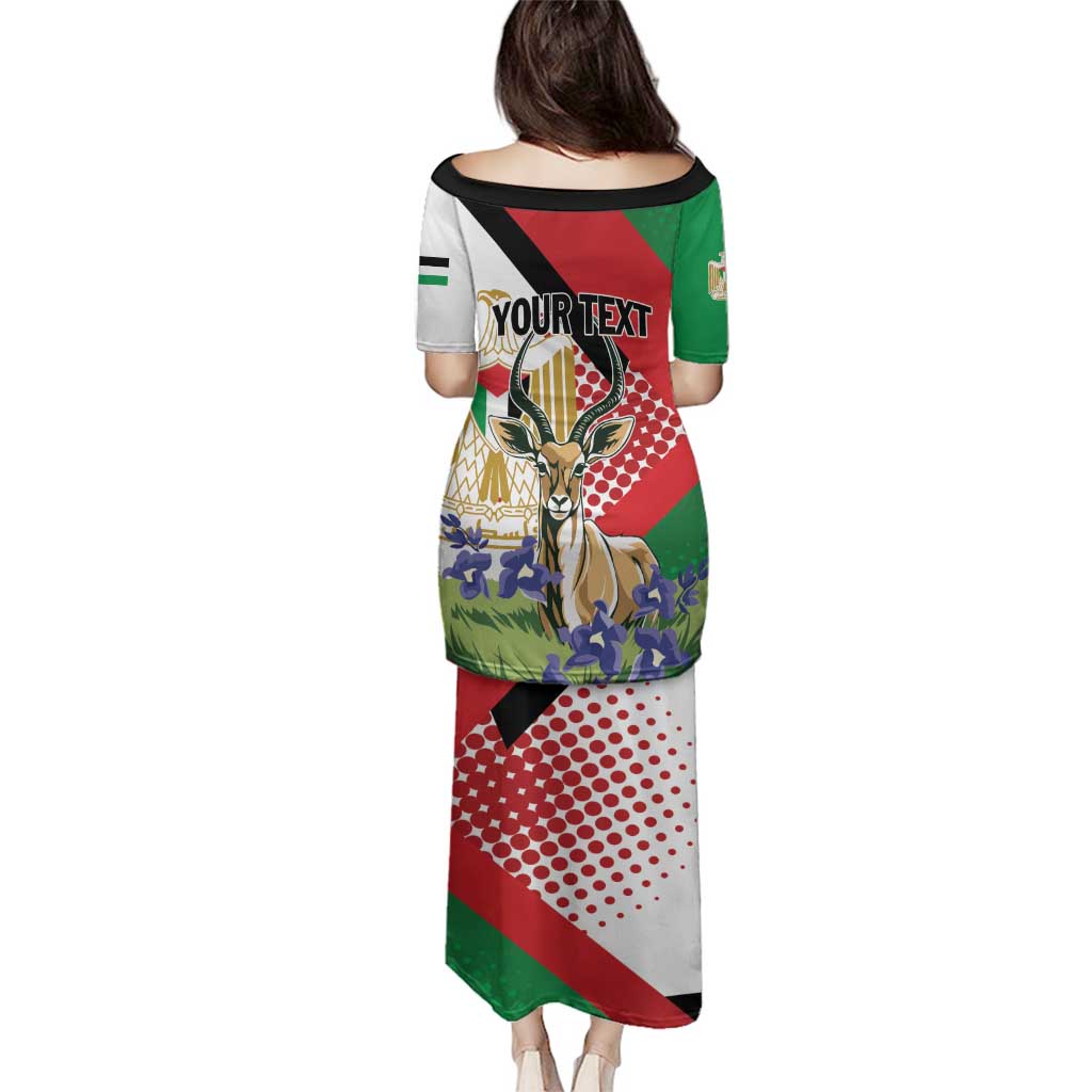 Personalized Palestine Family Matching Puletasi and Hawaiian Shirt Mountain Gazelle With Faqqua Iris - Wonder Print Shop