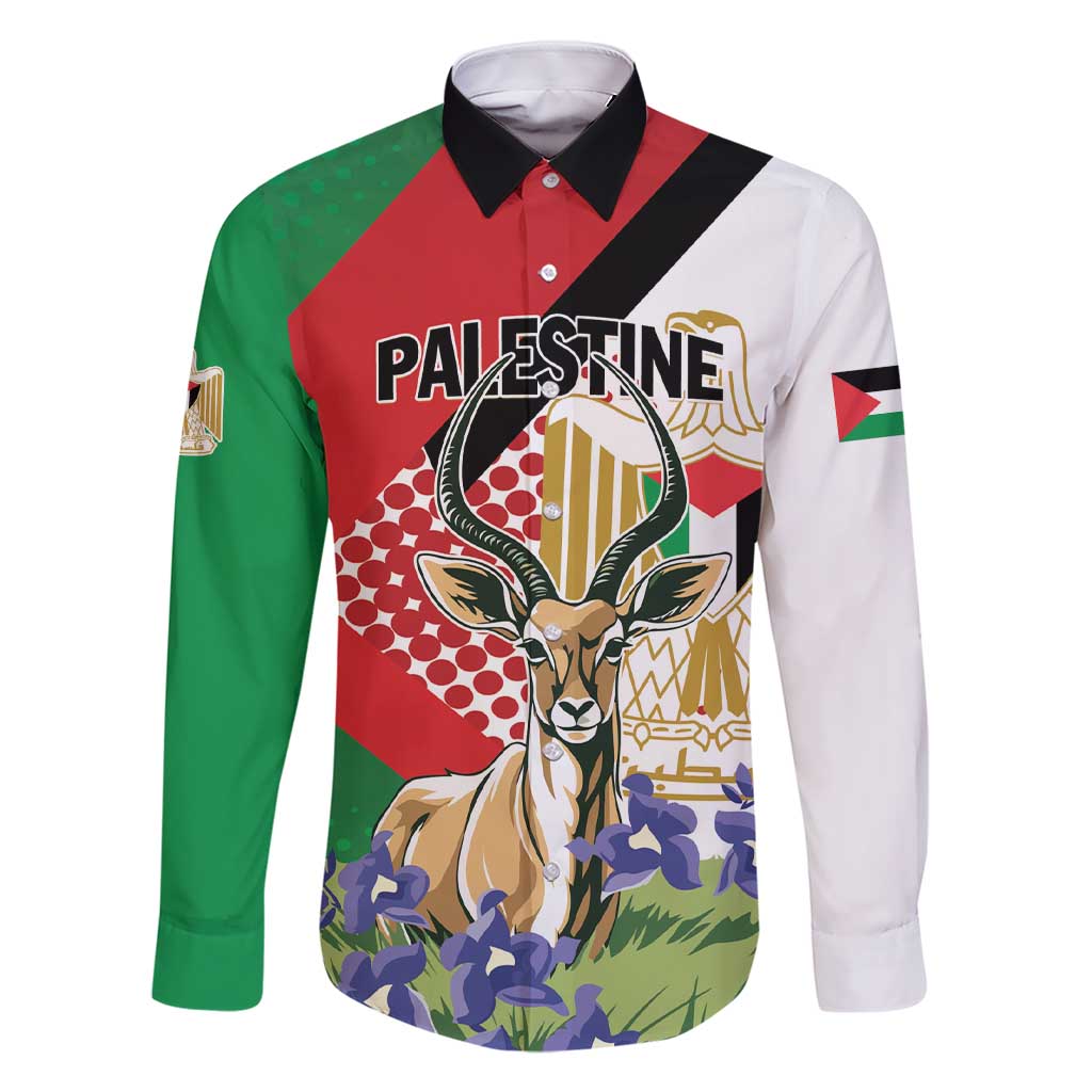 Personalized Palestine Family Matching Short Sleeve Bodycon Dress and Hawaiian Shirt Mountain Gazelle With Faqqua Iris - Wonder Print Shop