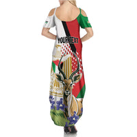 Personalized Palestine Family Matching Summer Maxi Dress and Hawaiian Shirt Mountain Gazelle With Faqqua Iris - Wonder Print Shop