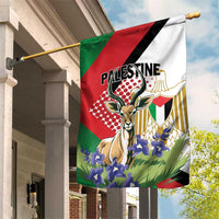 Palestine Garden Flag Mountain Gazelle With Faqqua Iris - Wonder Print Shop
