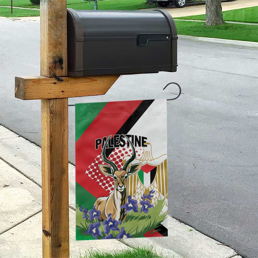 Palestine Garden Flag Mountain Gazelle With Faqqua Iris - Wonder Print Shop