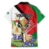 Personalized Palestine Hawaiian Shirt Mountain Gazelle With Faqqua Iris - Wonder Print Shop