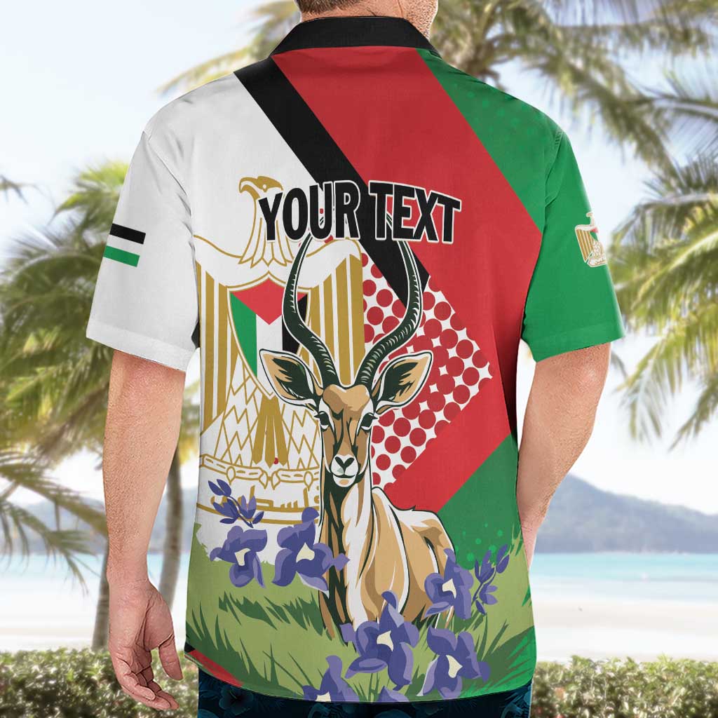 Personalized Palestine Hawaiian Shirt Mountain Gazelle With Faqqua Iris - Wonder Print Shop