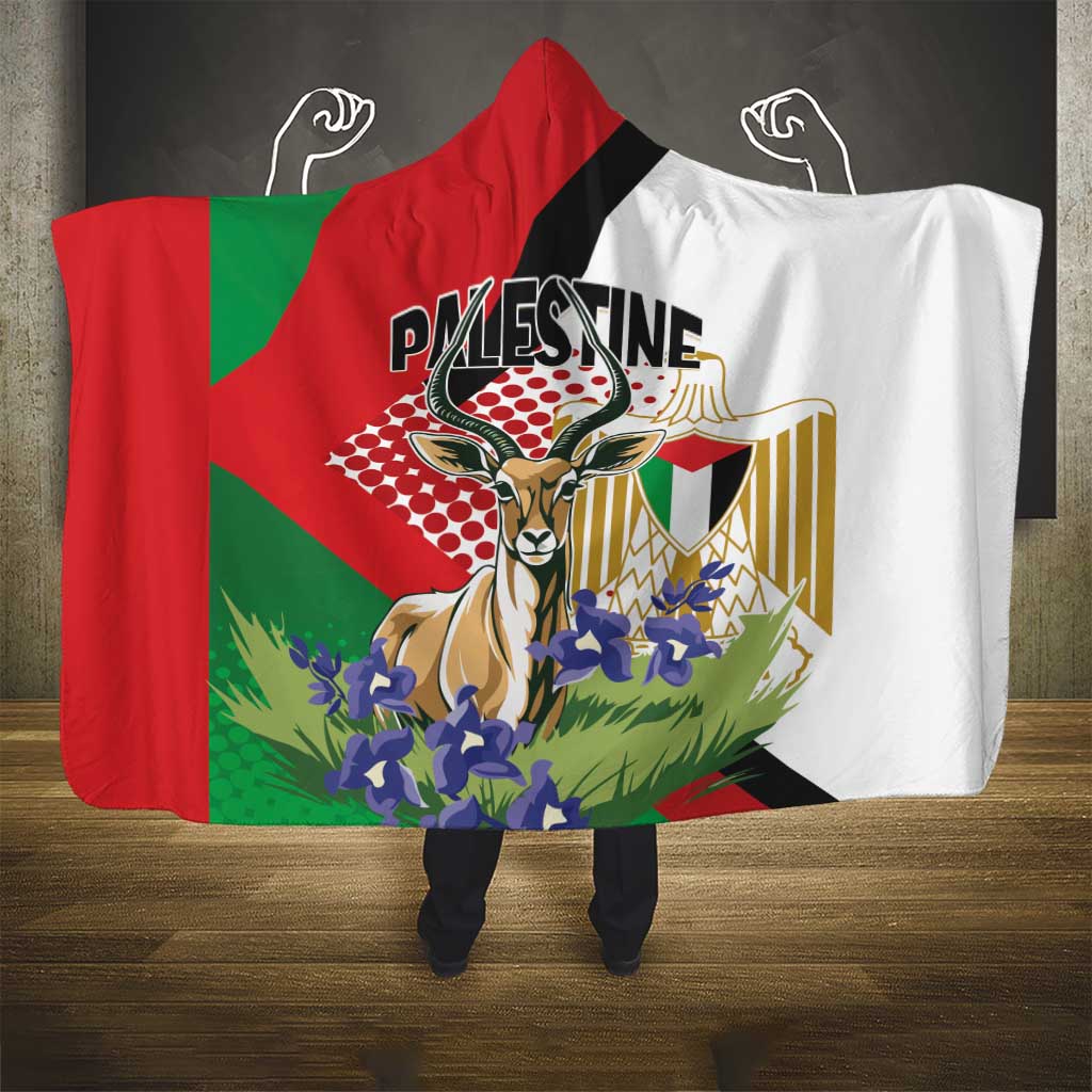 Palestine Hooded Blanket Mountain Gazelle With Faqqua Iris