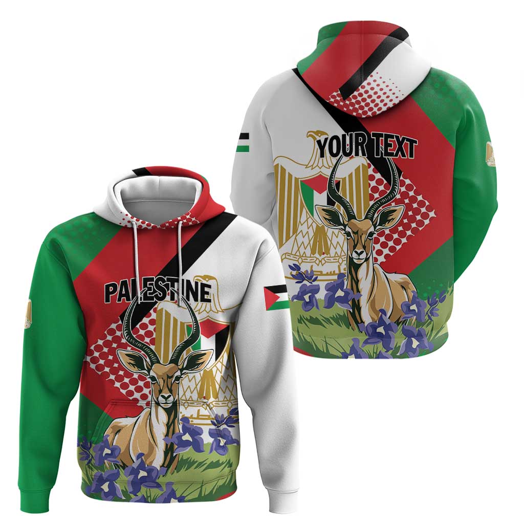 Personalized Palestine Hoodie Mountain Gazelle With Faqqua Iris - Wonder Print Shop