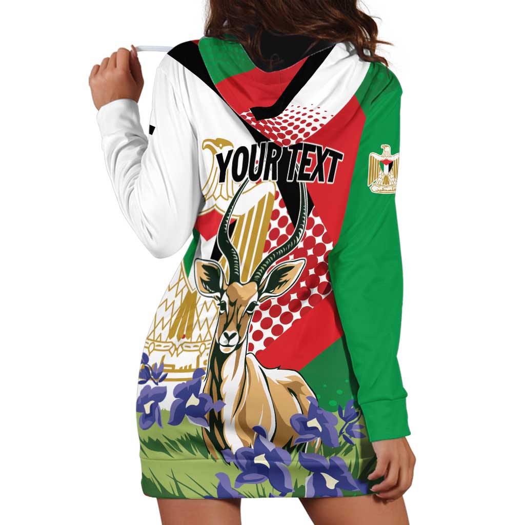 Personalized Palestine Hoodie Dress Mountain Gazelle With Faqqua Iris - Wonder Print Shop