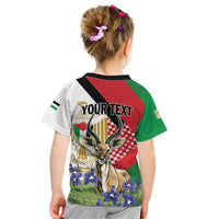 Personalized Palestine Kid T Shirt Mountain Gazelle With Faqqua Iris - Wonder Print Shop