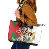 Palestine Leather Tote Bag Mountain Gazelle With Faqqua Iris - Wonder Print Shop