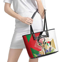 Palestine Leather Tote Bag Mountain Gazelle With Faqqua Iris - Wonder Print Shop