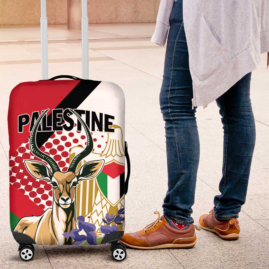 Palestine Luggage Cover Mountain Gazelle With Faqqua Iris - Wonder Print Shop