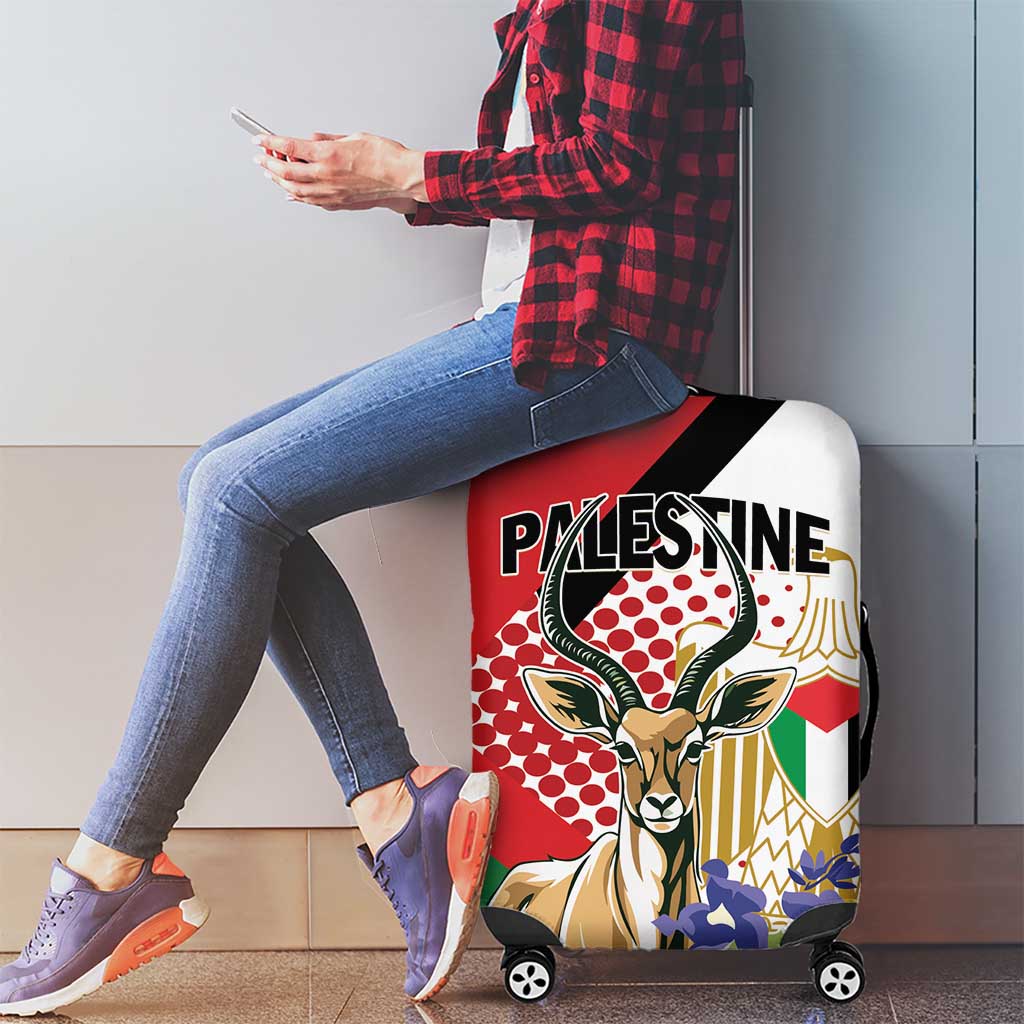 Palestine Luggage Cover Mountain Gazelle With Faqqua Iris - Wonder Print Shop