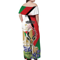 Personalized Palestine Off Shoulder Maxi Dress Mountain Gazelle With Faqqua Iris - Wonder Print Shop