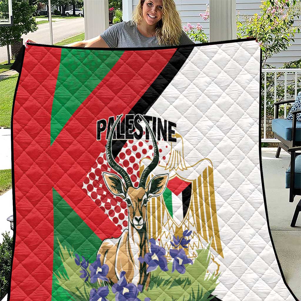 Palestine Quilt Mountain Gazelle With Faqqua Iris - Wonder Print Shop