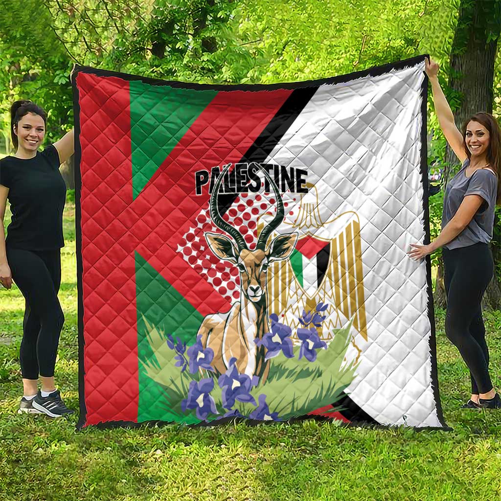 Palestine Quilt Mountain Gazelle With Faqqua Iris - Wonder Print Shop