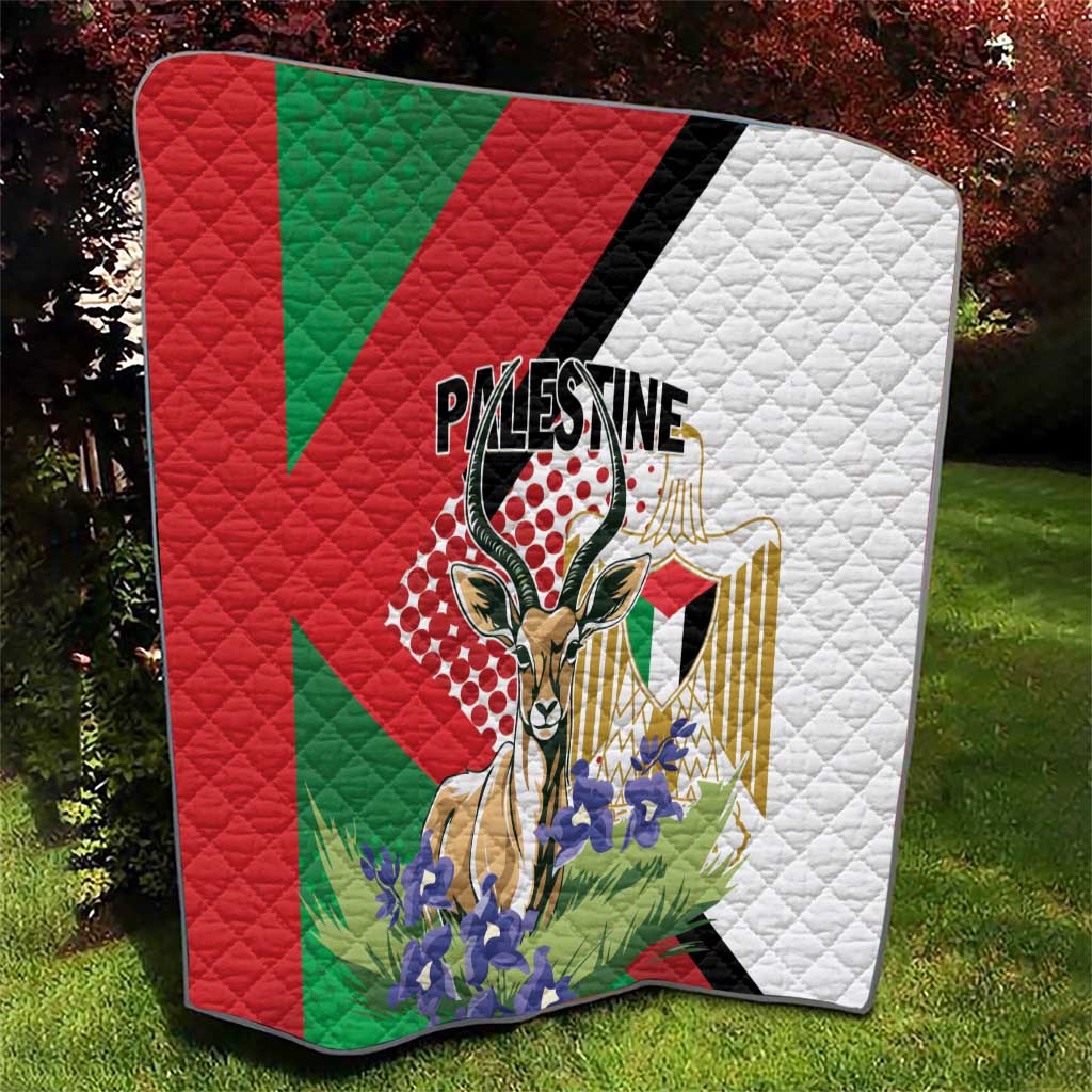 Palestine Quilt Mountain Gazelle With Faqqua Iris - Wonder Print Shop