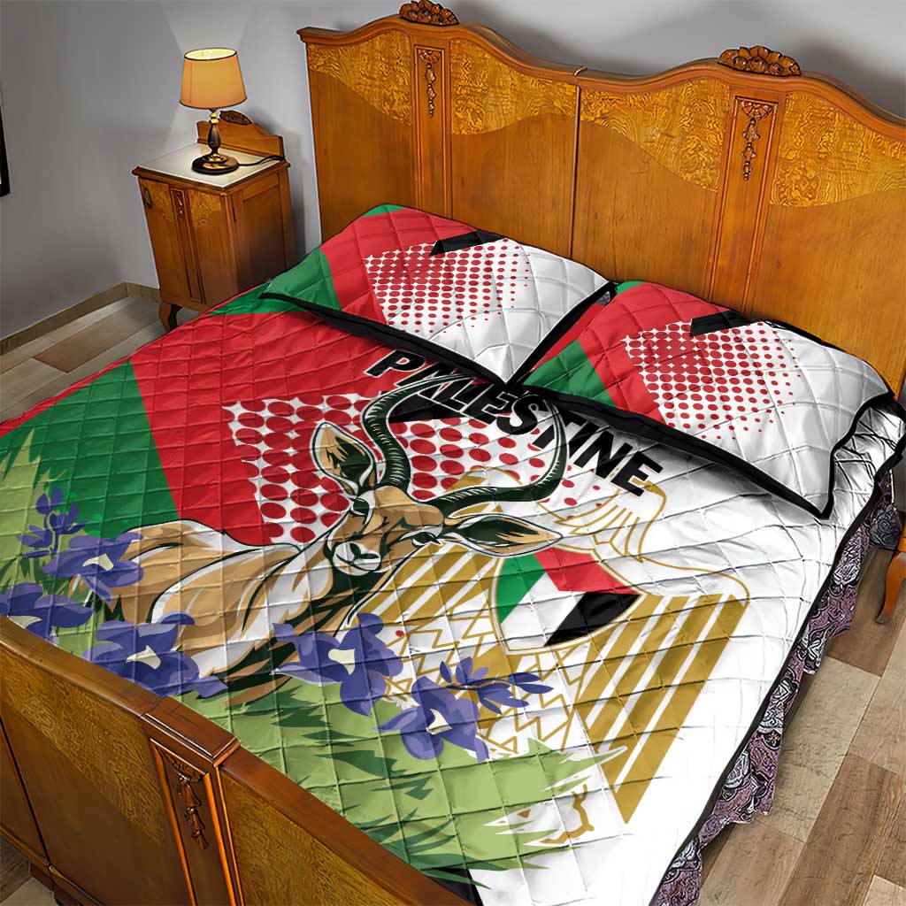 Palestine Quilt Bed Set Mountain Gazelle With Faqqua Iris - Wonder Print Shop