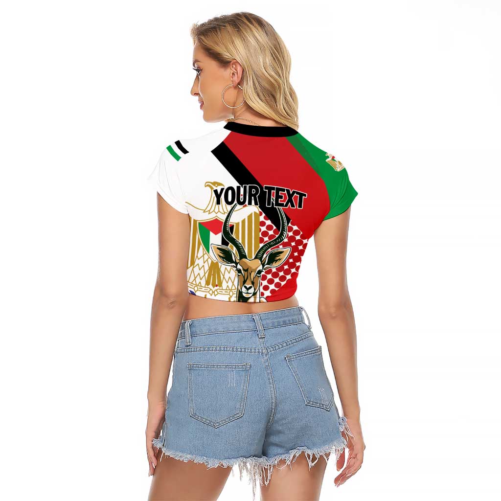 Personalized Palestine Raglan Cropped T Shirt Mountain Gazelle With Faqqua Iris - Wonder Print Shop