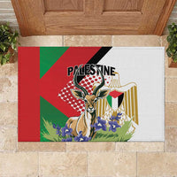 Palestine Rubber Doormat Mountain Gazelle With Faqqua Iris - Wonder Print Shop