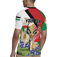 Personalized Palestine Rugby Jersey Mountain Gazelle With Faqqua Iris - Wonder Print Shop