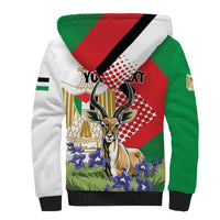 Personalized Palestine Sherpa Hoodie Mountain Gazelle With Faqqua Iris - Wonder Print Shop