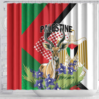 Palestine Shower Curtain Mountain Gazelle With Faqqua Iris