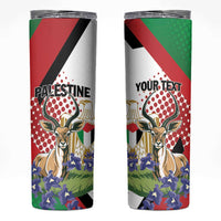 Personalized Palestine Skinny Tumbler Mountain Gazelle With Faqqua Iris - Wonder Print Shop