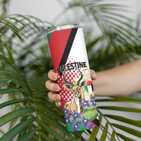 Personalized Palestine Skinny Tumbler Mountain Gazelle With Faqqua Iris - Wonder Print Shop