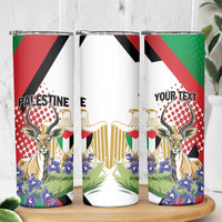 Personalized Palestine Skinny Tumbler Mountain Gazelle With Faqqua Iris - Wonder Print Shop