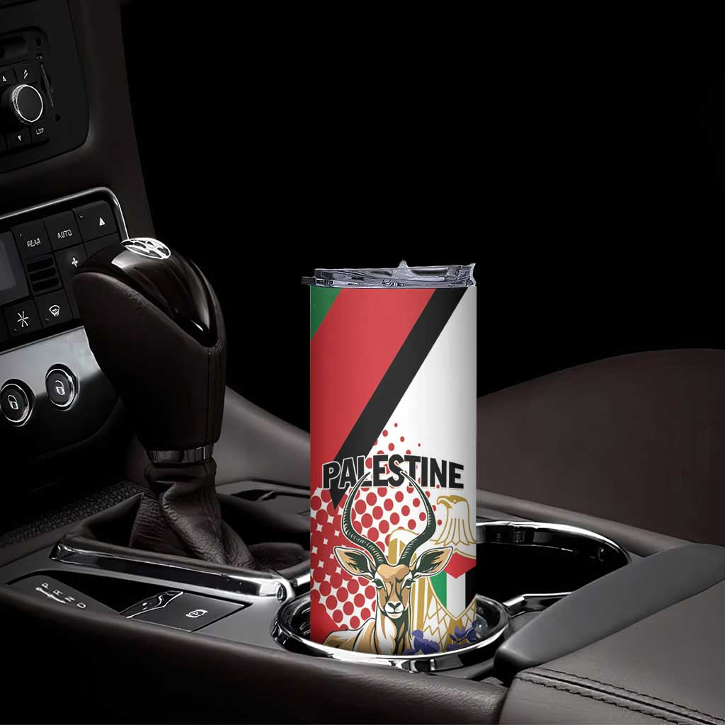 Personalized Palestine Skinny Tumbler Mountain Gazelle With Faqqua Iris - Wonder Print Shop