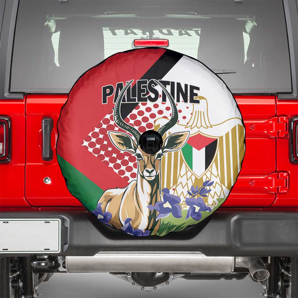 Palestine Spare Tire Cover Mountain Gazelle With Faqqua Iris - Wonder Print Shop