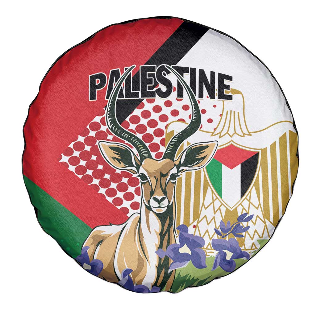 Palestine Spare Tire Cover Mountain Gazelle With Faqqua Iris - Wonder Print Shop