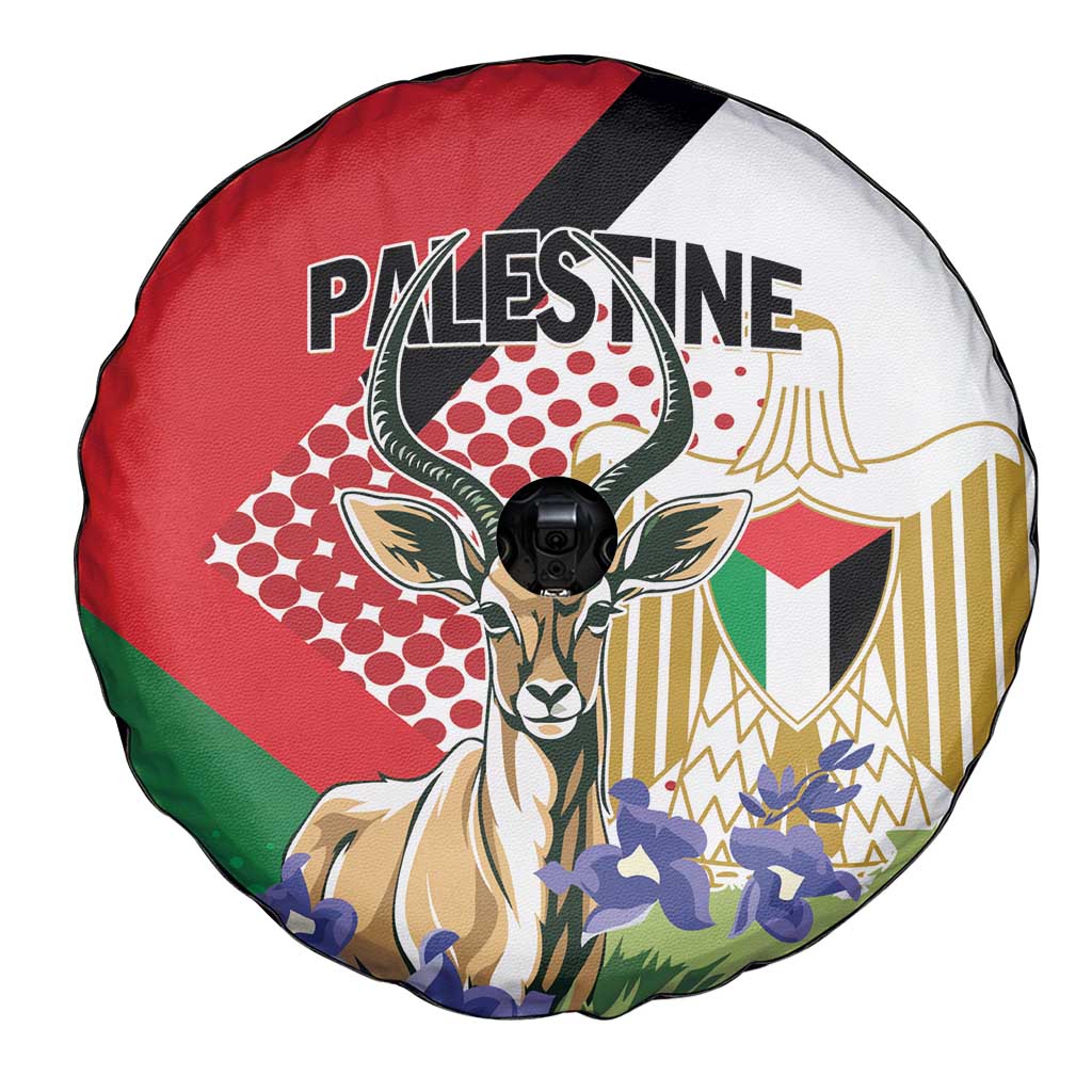 Palestine Spare Tire Cover Mountain Gazelle With Faqqua Iris - Wonder Print Shop